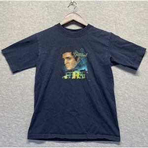VTG Elvis Presley's Graceland T Shirt Youth Medium Blue Graphic Print Crew Neck